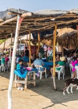 La Boquilla Cartagena, Colombia. March 2018. A view of a restaurant on la boquilla beach near Cartagena Colombia